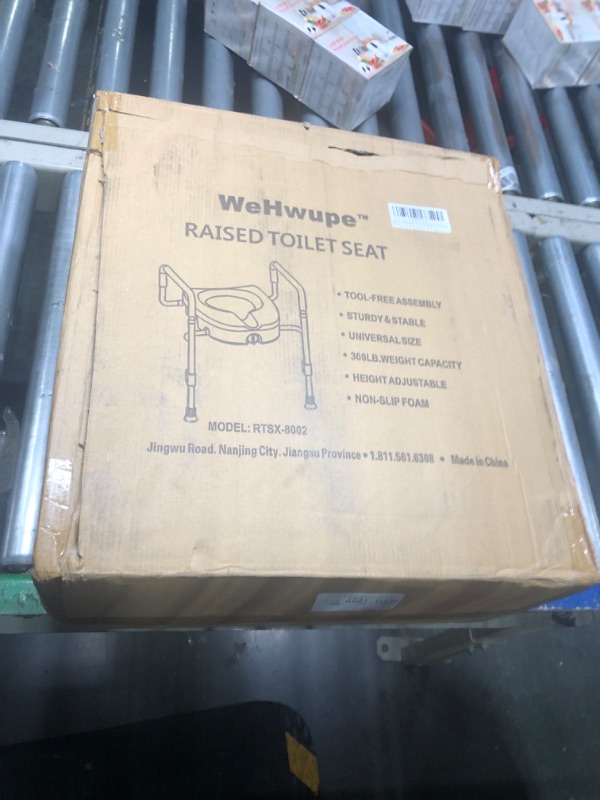 Photo 1 of Raised Toilet Seat with Handles for Elderly - Toilet Seat Risers for Seniors with Adjustable Padded Arms - Elevated Toilet Safety Seat for Standard or Elongated Commode