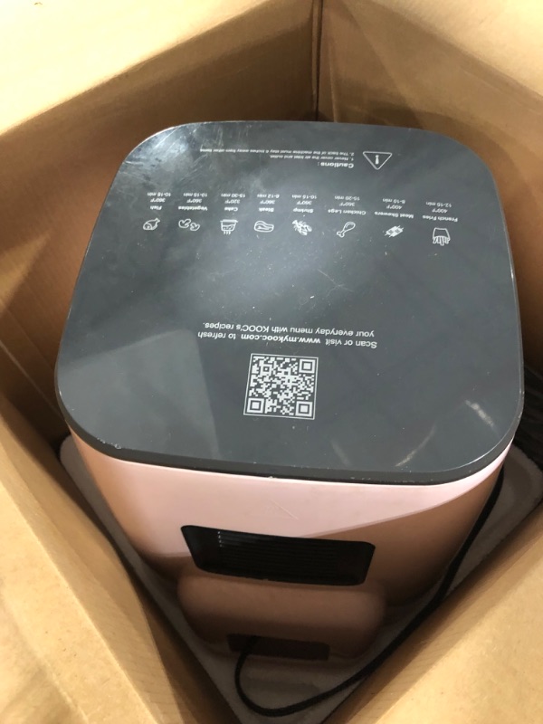 Photo 2 of [NEW] KOOC Large Air Fryer, 4.5-Quart Electric Hot Oven Cooker, Free Cheat Sheet for Quick Reference Guide, LED Touch Digital Screen, 8 in 1, Customized Temp/Time, Nonstick Basket, Pink 4.5 Quart Pink - Upgraded