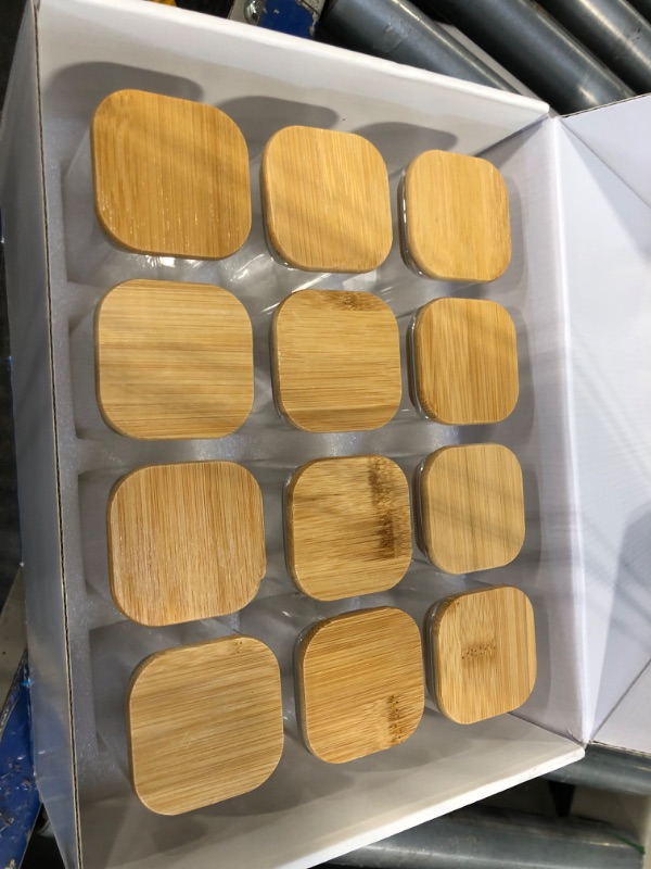 Photo 1 of 12 Pcs Square Glass Spice Jars with Natural Bamboo Lids - 5oz Airtight Herb Containers with 148 Waterproof Minimalist Spice Labels Preprinted - Empty Small Seasoning Jars for Kitchen Pantry 5oz(12pcs)