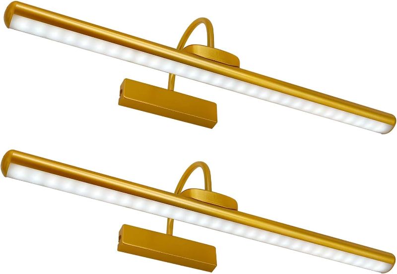 Photo 1 of 23" Wireless Picture Lights, Rechargeable Battery Art Display Light with Remote Control, Dimmable/Timer Off Dartboard Light, 3 Lighting Modes Full Metal Painting Display Lights (Gold-2Pack)
