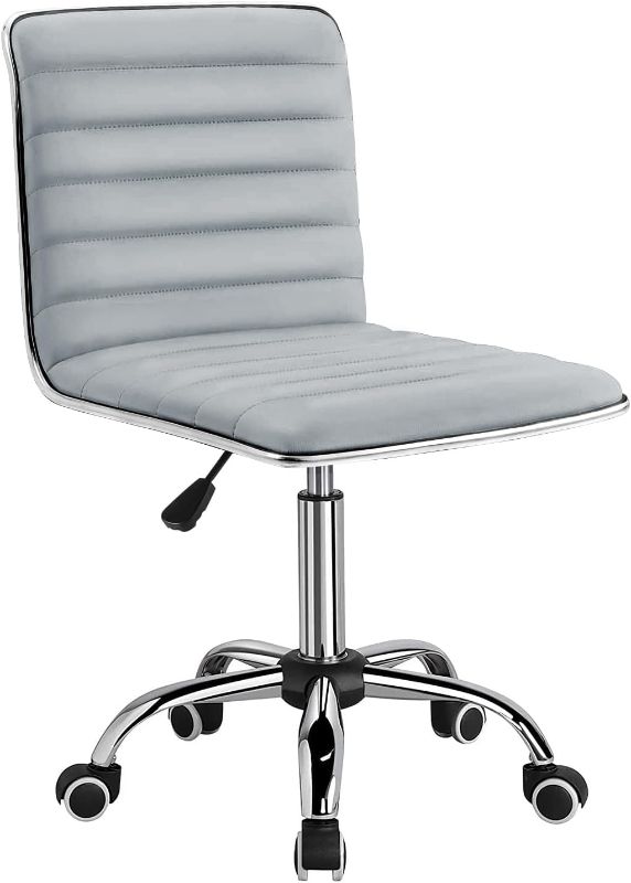 Photo 1 of ****USED***FOR PARTS ONLY***SOLD AS IS NO RETURNS***ALL SALES ARE FINAL**Furmax Mid Back Task Chair,Low Back Leather Swivel Office Chair,Computer Desk Chair Retro with Armless Ribbed (Light Grey)
