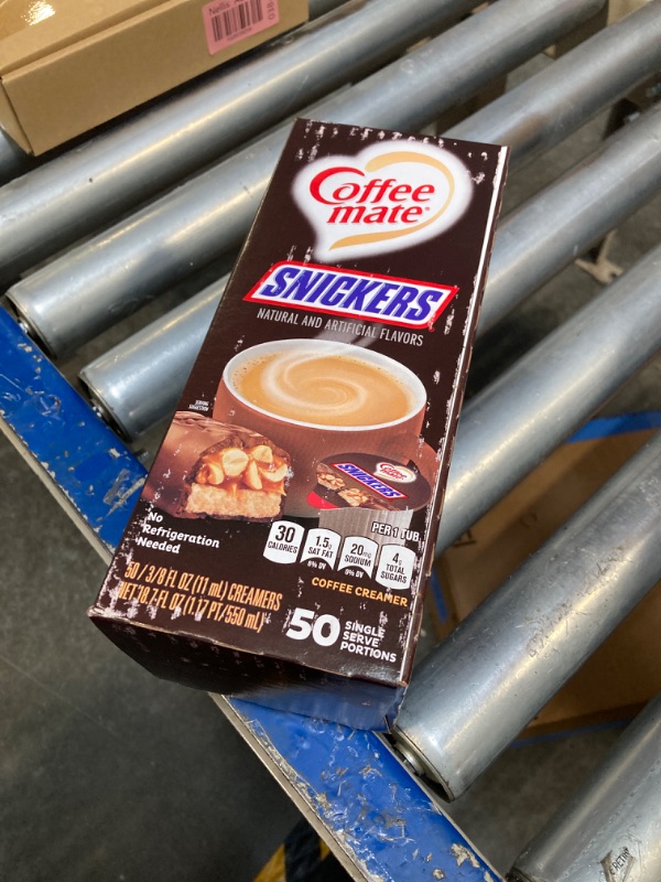 Photo 2 of ***FACTORY SEALED***
Snickers Coffee Mate Coffee Creamer, Single Serve Portions - 50 pack, 0.375 fl oz creamers