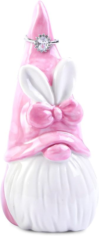 Photo 1 of ****2 packs***PUDDING CABIN Pink Bunny Gnome Figurine Ring Holder Ring Stand Ring Display Rings Organizer, Cute Gnome Decor for KitchenBathroom Bedroom Beside, Gnome Gifts for Women Girls Birthday, Easter Decor 