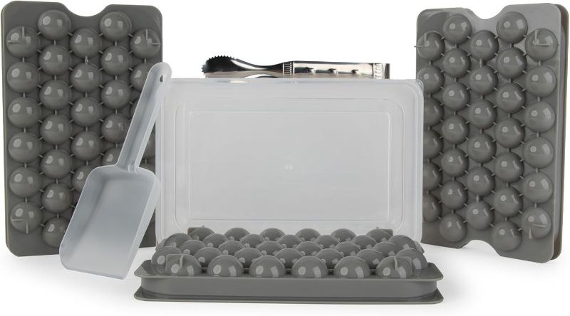 Photo 1 of ***FACTORY SEALED***
Ice Cube Tray with Lid and Bin - 3 Trays with 1 Ice Bucket and Ice Scoop, BPA Free Plastic Ice Maker, 96 Mini Sphere Ice Cube Mold, Easy Release and Durable Ice Cube, Dishwasher Safe Trays by Sirius https://a.co/d/hvr0CbT