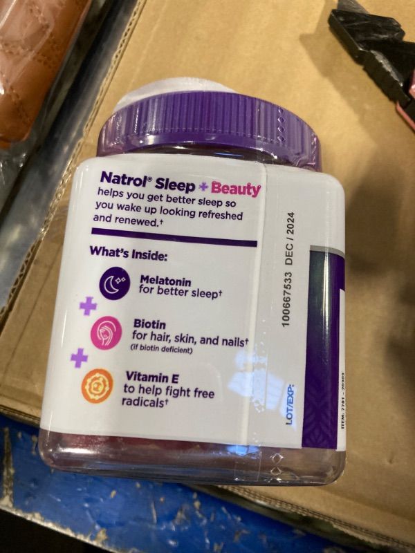 Photo 2 of ***FACTORY SEALED***
Natrol Sleep+ Beauty, Drug Free Sleep Aid Supplement, for Skin, Hair, Nails, Biotin, Vitamin E, 60 Raspberry Flavored Gummies Raspberry 60 Count (Pack of 1)