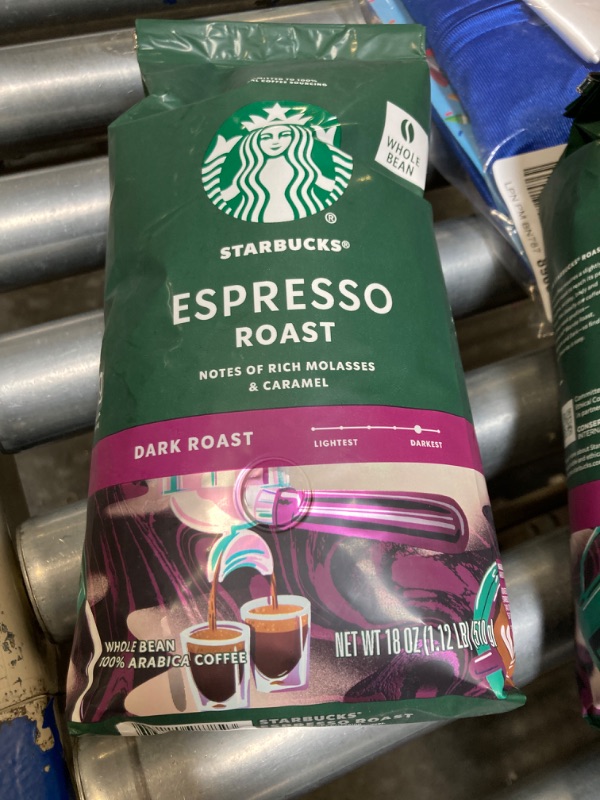 Photo 2 of ***FACTORY SEALED***
Starbucks Whole Bean Coffee, Dark Roast Coffee, Espresso Roast, 100% Arabica, 1 bag (18 oz) Espresso 1.13 Pound (Pack of 1)