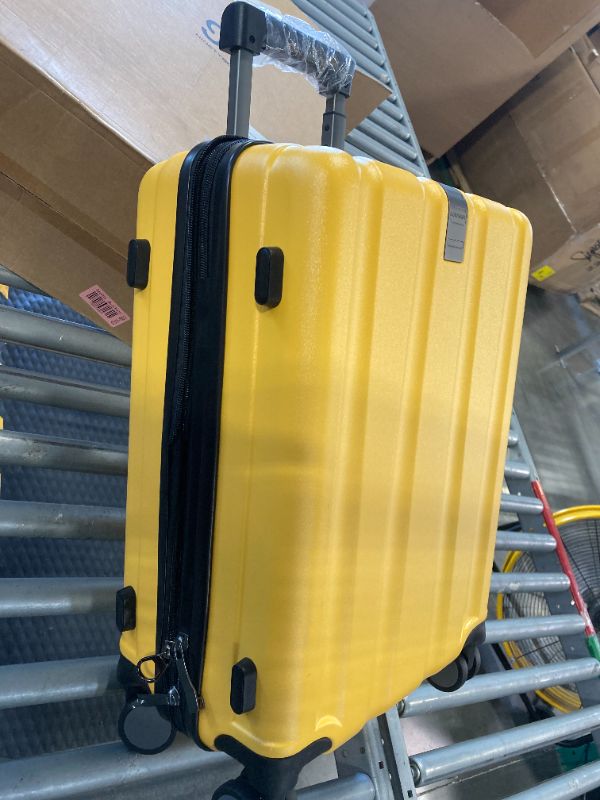 Photo 5 of ***USED***COLOR YELLOW*** Carry on Luggage 22 X 14 X 9 Airline Approved, 20 Inch Luggage with Front Laptop Compartment, Double Spinner Wheels, Hardsided PC, TSA Lock 