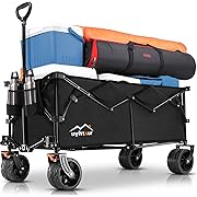 Photo 1 of ****SIMILAR****Large Collapsible Extended Beach Wagon Cart 300L, 440lbs Weight Capacity Heavy Duty Foldable Wagon with Big All-Terrain Wheels, Utility Sports Folding Wagon for Camping Outdoor