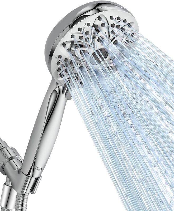 Photo 1 of 6-Setting Shower Head with Handheld, JDO High Pressure Hand held Shower Head, 4.7 Inch Chrome Detachable Showerhead Set with 59 Inch Stainless Steel Hose and Adjustable Showerhead Holder
