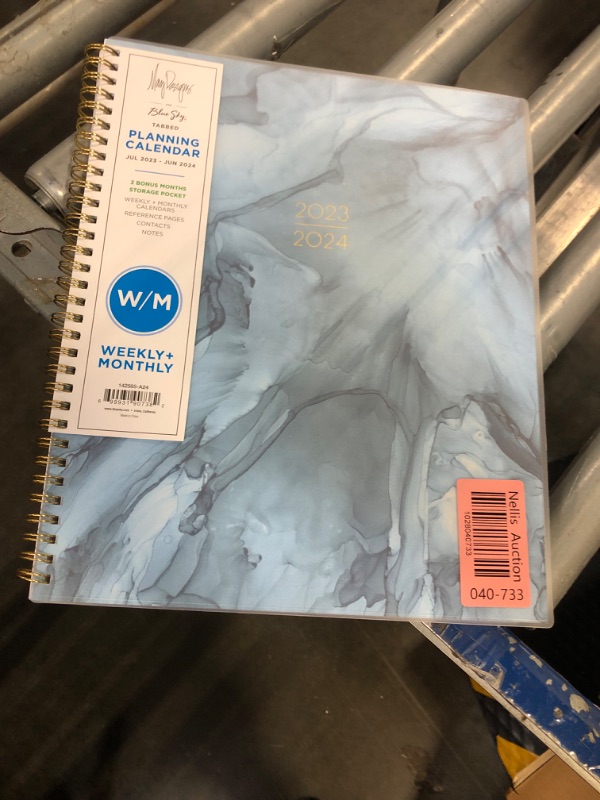 Photo 2 of Blue Sky May Designs for 2023-2024 Academic Year Weekly and Monthly Planner, 8.5' x 11', Flexible Cover, Wirebound, Alcohol Ink Blue (142585-A24) 8.5" x 11"