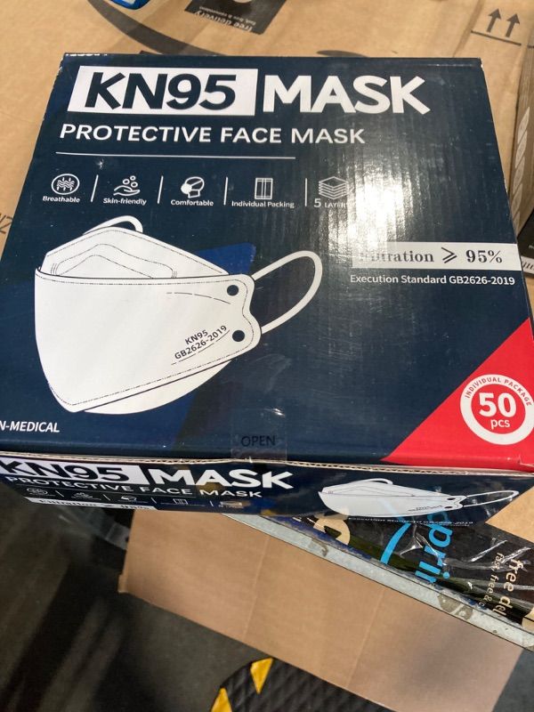 Photo 2 of ****USED** KN95 Face Mask Disposable Adult - 50 Pack KN95 Colored Masks Women Men 5 Layers Protection Breathable Comfortable Safety Dust Mask Individually Wrapped GB2626-2019