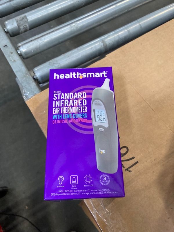 Photo 1 of ***USED** HealthSmart Digital Ear Thermometer for Babies, Kids and Adults - Instant and Accurate Results, Infrared Technology, Visual Fever Indicator, and 30 Disposable Lens Covers, FSA & HSA Eligible VO 1 Count