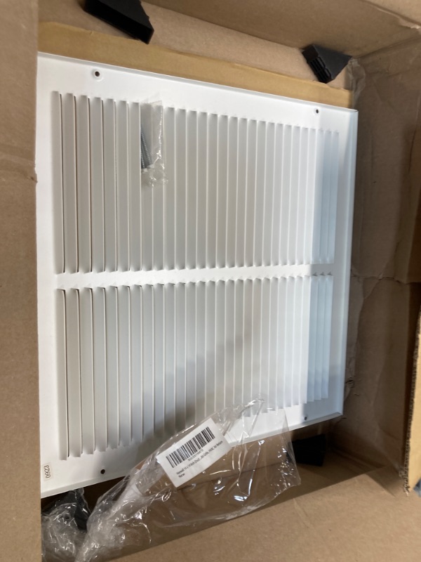 Photo 3 of 14"W x 14"H [Duct Opening Size] Steel Return Air Grille, Air Return Vent Cover for Ceiling and Sidewall - HVAC Air Vent Covers - [Outer Dimensions: 15.75"W x 15.75"H] 14"W x 14"H [Duct Opening]