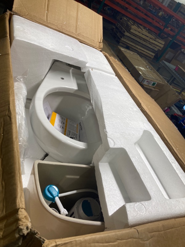 Photo 2 of DeerValley Two-Piece Toilet, ADA Height Toilet Bowl With Soft Close Seat MaP 1000g Comfort Chair Height White Toilets for Bathrooms 12” Rough in (Single Flush Elongated)