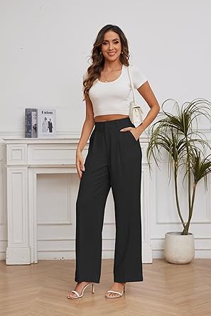 Photo 1 of ****USED** FUNYYZO Women Suit Pants Wide Leg Pants High Elastic Waisted in The Back Business Work Trousers Long Straight  X large