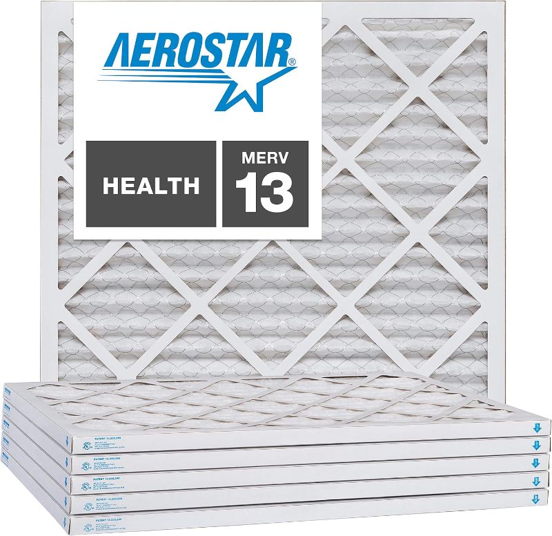 Photo 1 of Aerostar 20x20x1 MERV 13 Pleated Air Filter, AC Furnace Air Filter, 4 Pack (Actual Size: 19 3/4" x 19 3/4" x 3/4")