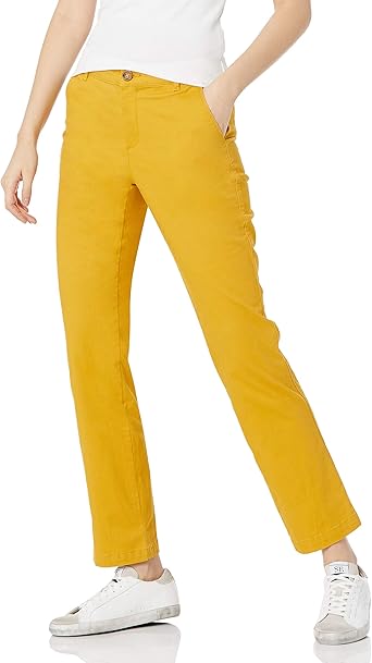 Photo 1 of Amazon Essentials Women's Classic Straight-Fit Stretch Twill Chino Pant, Dark Yellow, 6