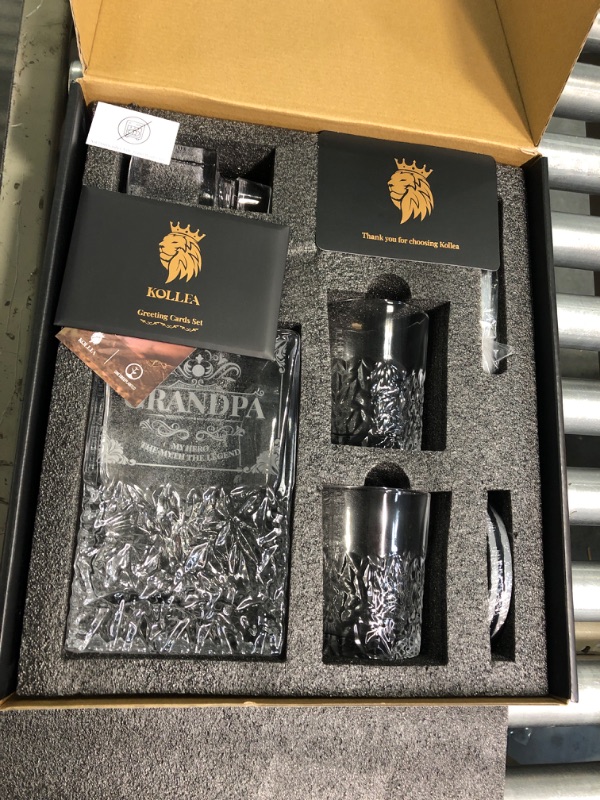 Photo 3 of Gifts for Grandpa Fathers Day, Kollea Whiskey Decanter Set with Glasses, Best Birthday Gift for Grandpa from Granddaughter Grandson, Decanter Present for Whiskey Liquor Bourbon Tequila Lover