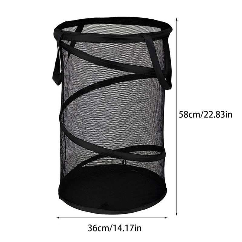 Photo 1 of 6 Pieces Popup Laundry Basket Mesh Hamper Clothes Travel Hampers Collapsible Folding Bag Foldable Bin with Handles Easy to Open for Storage Dorm Bedroom, Black