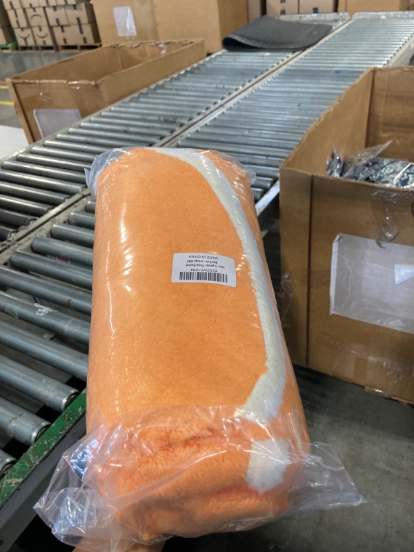 Photo 1 of ***USED** K.Garden Sherpa Fleece Throw Blanket for Couch Sofa, Super Soft Cozy Fuzzy Plush Blankets Fleece Thick Warm Blanket for Winter Reversible Thick Warm Blanket for Bed, Sofa, Orange 80" x 60"
