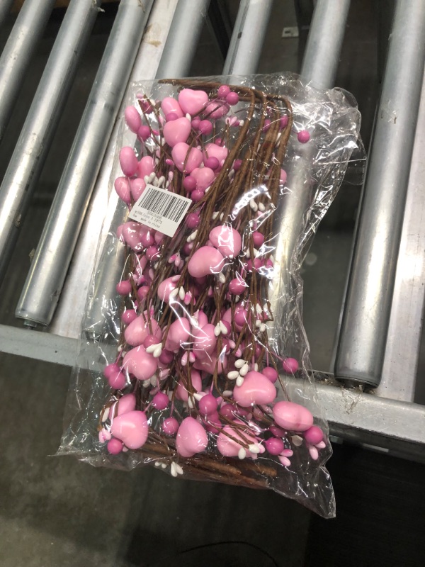 Photo 1 of 10 Pieces Valentine's Day Gifts Flowers Stem Spray Heart Berry Artificial Flower Stems Mother's Day Picks Branches for Valentine's Day Wedding Mother's Day Home Decoraton (Color A)