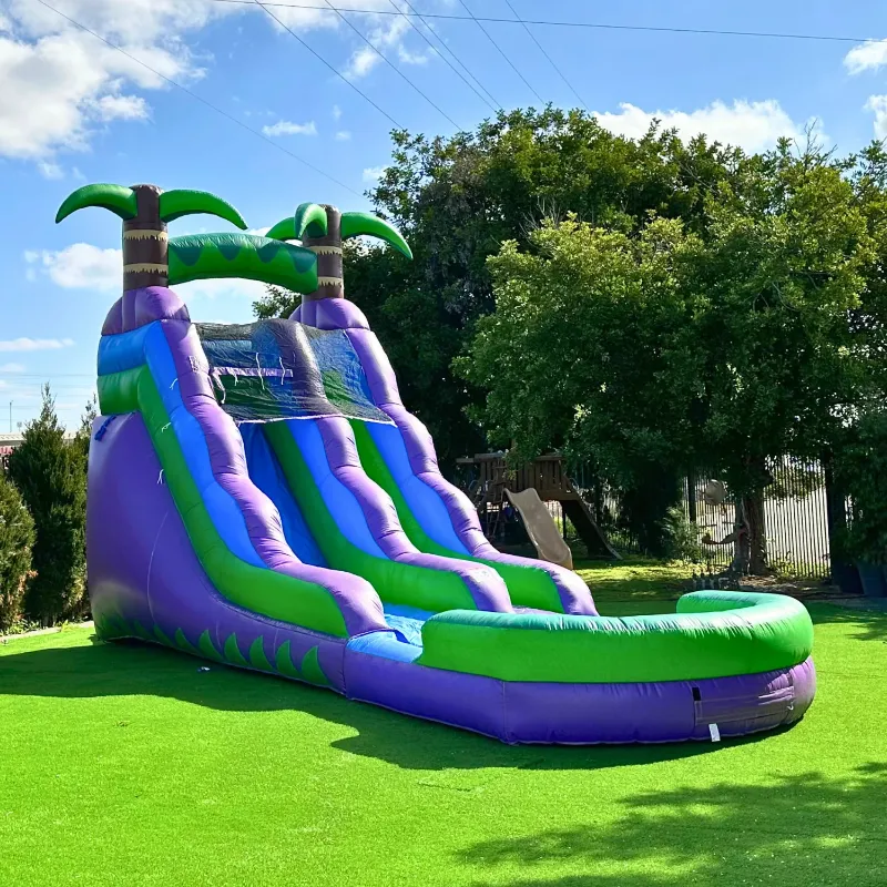 Photo 1 of 16' Purple Tropical Water Slide with Attached Pool, SKU: HKS-TropicalP16