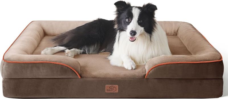 Photo 1 of ***needs cleaning***Bedsure Orthopedic Dog Bed for Large Dogs - Big Washable Dog Sofa Beds Large, Supportive Foam Pet Couch Bed with Removable Washable Cover, Waterproof Lining and Nonskid Bottom, Brown
