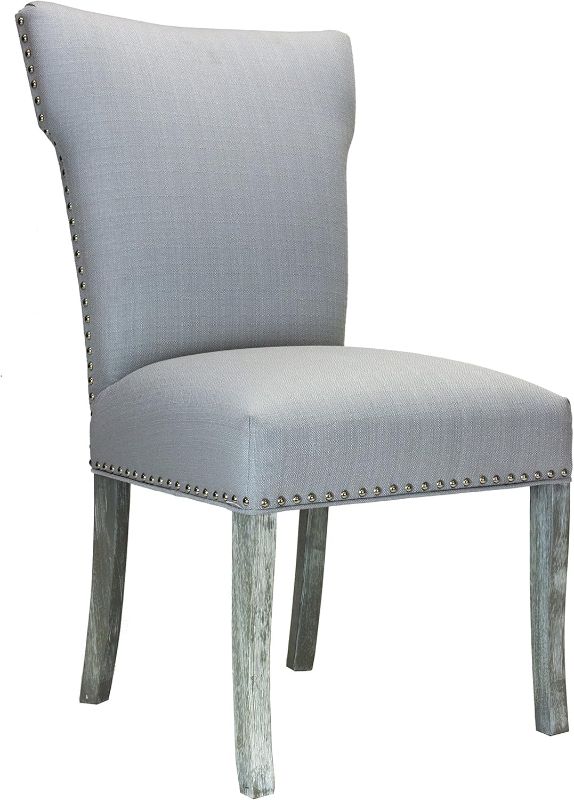 Photo 1 of ***STOCK PHOTO USED AS REFERENCE***
Upholstered Wingback Dining Side Chair with Nailhead Trim, Platinum
SET OF 2