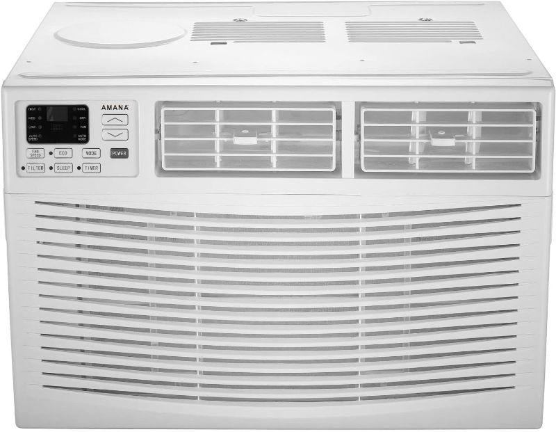 Photo 1 of ***NEEDS CLEANING***Amana AMAP151CW Mounted 15,000 BTU Window Air Conditioner, 115V, Cools up to 700 Sq. Ft for Bedroom, Kitchen, Living Room with Remote Control, 24H Timer, 3-Speed, Auto-Restart, ?Digital Display, White
