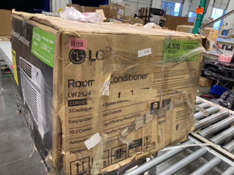 Photo 9 of ****FOR PARTS ONLY, NO RETURNS, NOT USA TYPE PLUG, SEE PHOTO****LG 24,500 BTU Window Air Conditioner, 230V, Cools 1,560 Sq.Ft. (39' x 40' Room Size), Quiet Operation, Electronic Control with Remote, 3 Cooling & Fan Speeds, Auto Restart, White 24500 BTU Co