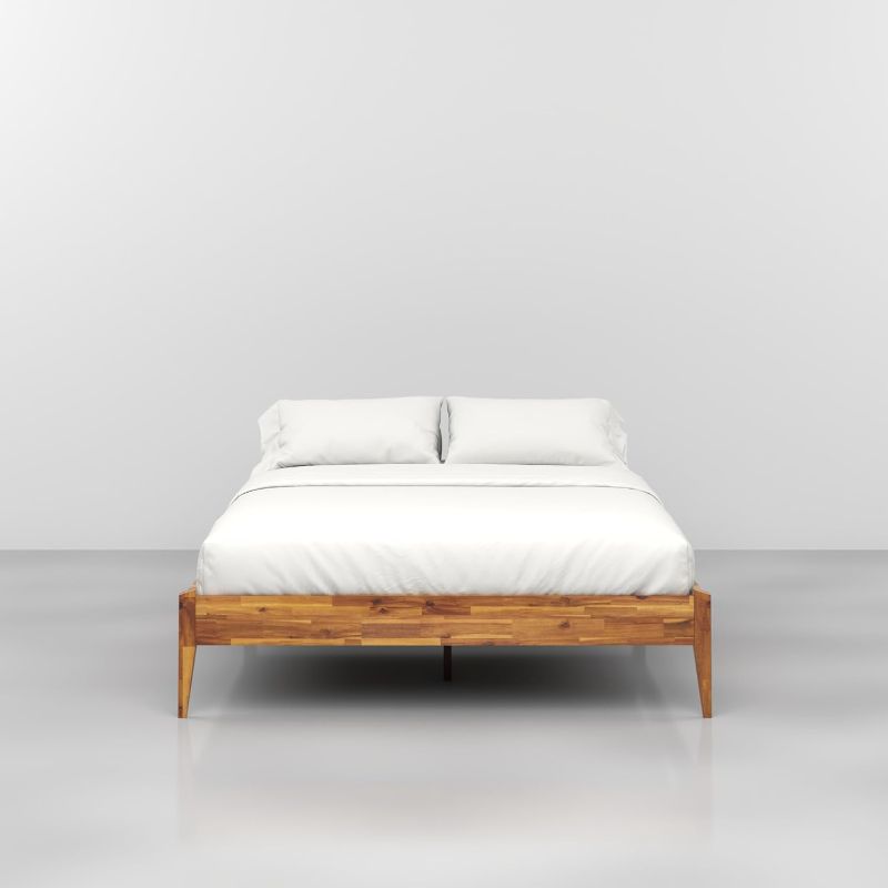Photo 1 of ***USED*** Bme Dinkee Queen Bed Frame Wood 15 Inch - Solid Wood Platform Bed Frame - Japanese Joinery Bed - Modern & Minimalist Style - Wood Slat Support - Easy Assembly - No Box Spring Needed - Caramel

