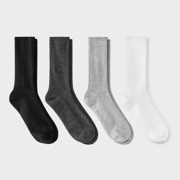 Photo 1 of ****FINAL SALE, NO RETURNS****4 PACK BUNDLE OF Women's Ultra Soft Everyday Rib-Knit 4pk Crew Socks - Auden™ 4-10
