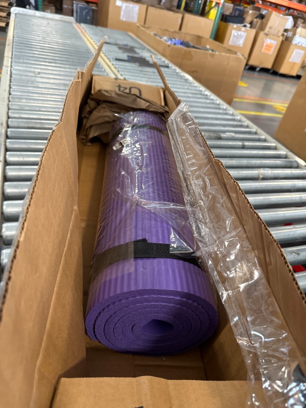 Photo 3 of *****USED*** Signature Fitness All Purpose 1/2-Inch Extra Thick High Density Anti-Tear Exercise Yoga Mat and Knee Pad with Carrying Strap and Optional Yoga Blocks, Multiple Purple Yoga Mat with Knee Pad