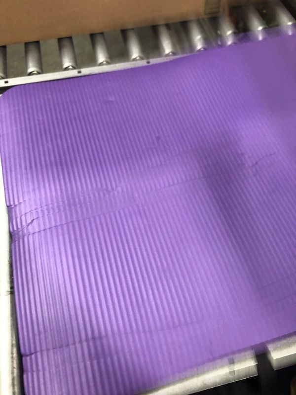 Photo 4 of *****USED*** Signature Fitness All Purpose 1/2-Inch Extra Thick High Density Anti-Tear Exercise Yoga Mat and Knee Pad with Carrying Strap and Optional Yoga Blocks, Multiple Purple Yoga Mat with Knee Pad