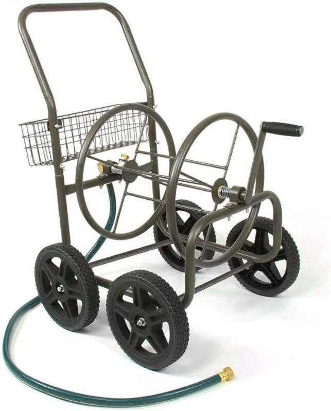 Photo 1 of *****USED*** Liberty Garden 871-M1-1 Garden Hose Reel Cart, Bronze and Flexzilla 5/8 in. x 50 ft ZillaGreen Garden Hose Hose Cart + Lead-In Hose