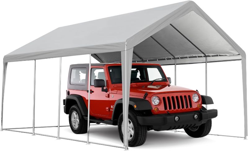 Photo 1 of ***USED***Carport Canopy 13×25FT, Portable Garage with Zipper Door, Ventilated Windows and Removable Sidewalls, Reinforced Metal Frame, Heavy Duty Garage Tent for car port for Automobiles, Truck, Boat