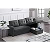 Photo 2 of  **only chaise** Easy Convertible Pull-Out Sleeper Sectional Sofa/Storage Chaise with Tufted Back Cushions  in Dark Gray