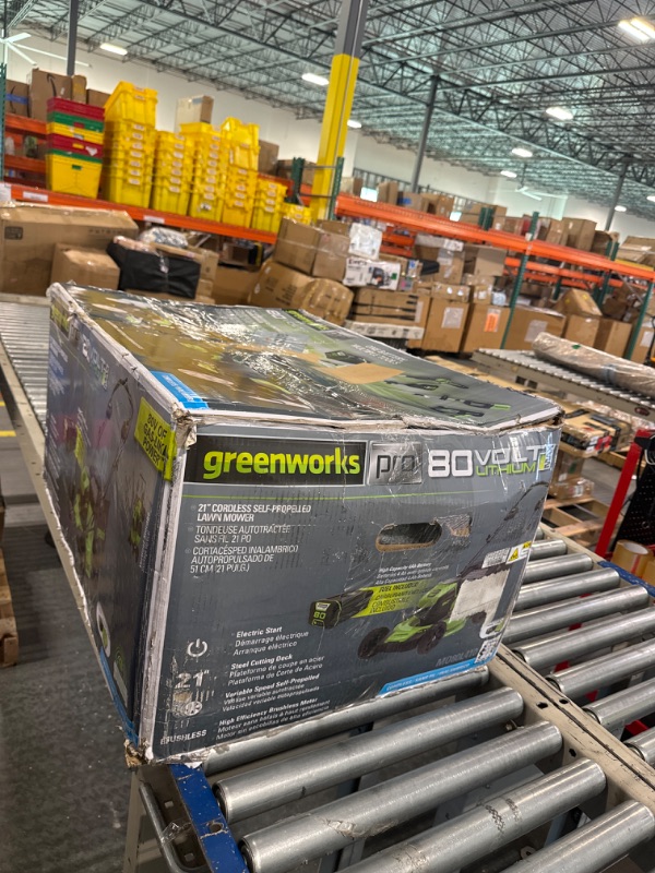 Photo 2 of ***USED*** Greenworks 80V 21" Brushless Cordless (Push) Lawn Mower (75+ Compatible Tools), (2) 2.0Ah Batteries and 30 Minute Rapid Charger Included 21" Mower(2 x 2.0Ah)