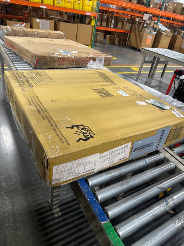 Photo 1 of Walker Edison Dominica Contemporary Slatted Outdoor Dining Table, 34 Inch, Grey Wash