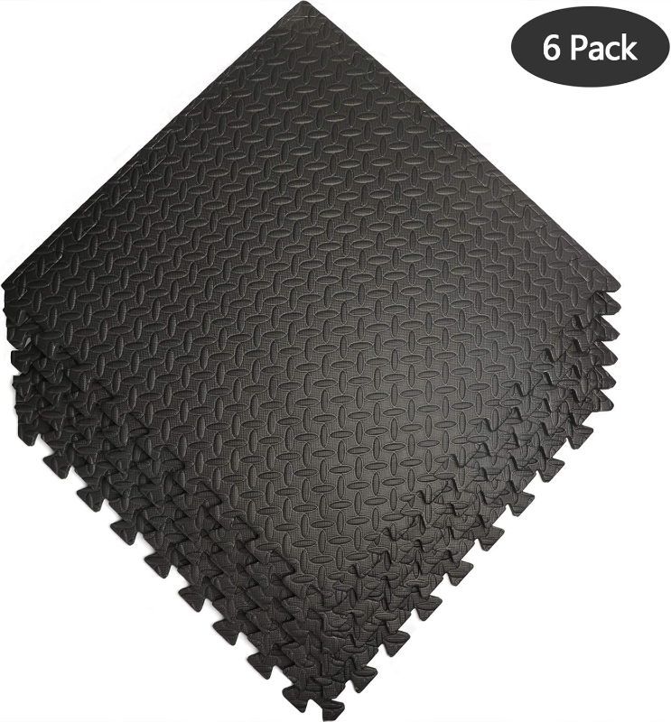 Photo 1 of  EVA Gym Mat for Workout, Pack of 6 Puzzle Exercise Mat for Exercise and Fitness Equipment, Interlocking Foam Floor Tiles, 1/2" Thick, Cover 24 Sq Ft