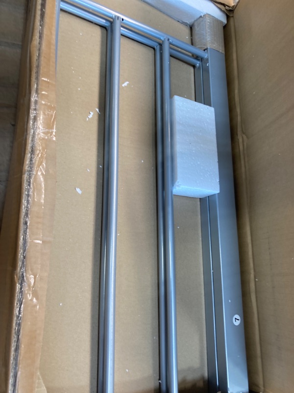 Photo 1 of **SELLING AS PARTS NO RETURNS***
Full XL Over Queen Bunk Bed with Trundle, Metal Bunk Bed Frame with Metal Slats Support and Full Length Gridded Guardrails, Save Space or Split Into 2 Beds, No Box Spring Needed (Silver-Iron,9)
