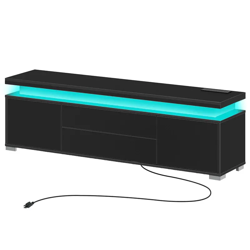 Photo 1 of ******SALES FOR PARTS ONLY****
Rolanstar TV Stand with LED Lights & Power Outlet and Storage Cabinet for TVs up to 65", Black