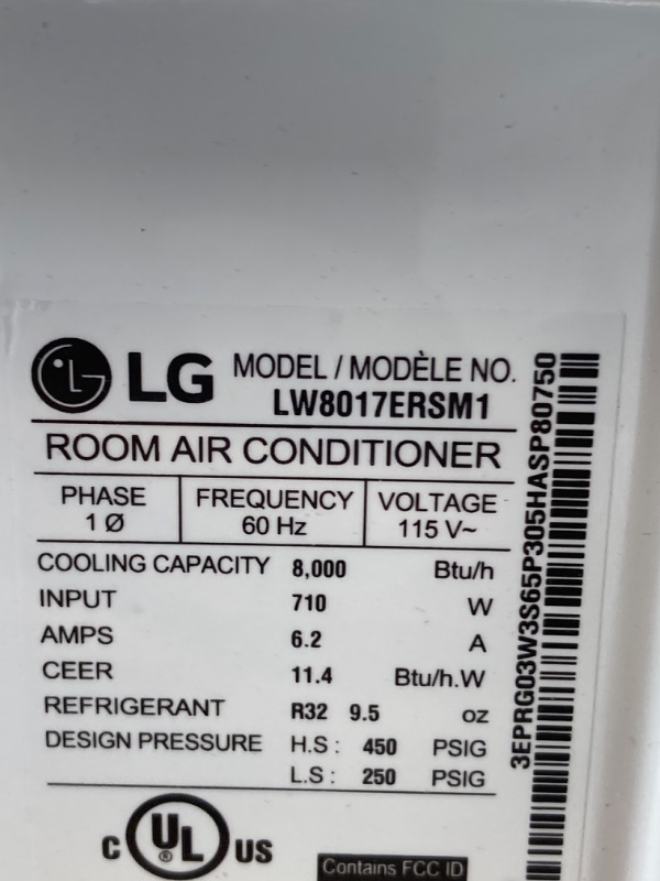 Photo 4 of ****USED*** LG 8000 BTU Window Air Conditioners 2023 New Remote Control WiFi Enabled App Ultra-Quiet Washable Filter Cools 340 Sq. Ft for Small & Medium Room AC Unit air conditioner Easy Install White LW8017ERSM1 8,000 BTU