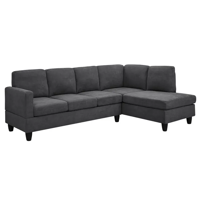 Photo 1 of **BOX 4/5** **PARTIAL SET** Partner Furniture Polyester Fabric 95.25 Wide Sofa & Chaise in Dark Gray
