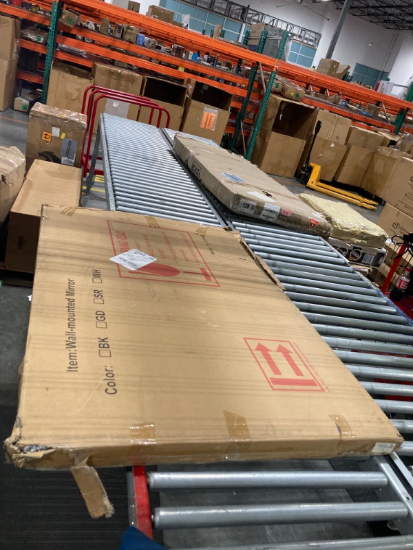 Photo 1 of Black Bathroom Mirror for Wall, 32x48 Inch Rectangle Mirrors with Metal Frame, Modern Vanity Wall Mirror Decor for Entryway Hangs, Bathroom, Living Room Horizontal or Vertical Rectangle Corner 32×48 inch