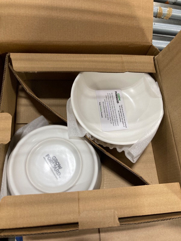 Photo 3 of ****USED** Grow Forward Porcelain Plates and Bowls Sets for 4 - Modern Aesthetic Ceramic Dinnerware Set - 4 Dinner Plates and 4 Dinner Bowls - Oven, Dishwasher & Microwave Safe Kitchen Dishes - Matte White