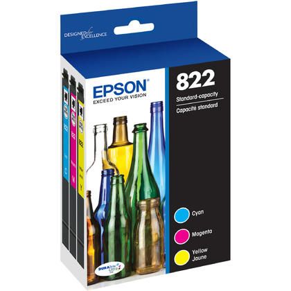 Photo 1 of ***USED**BLACK INK NOT INCLUDED*** Epson 822 Standard Yield 3pk Ink Cartridge - Cyan Magenta Yellow
