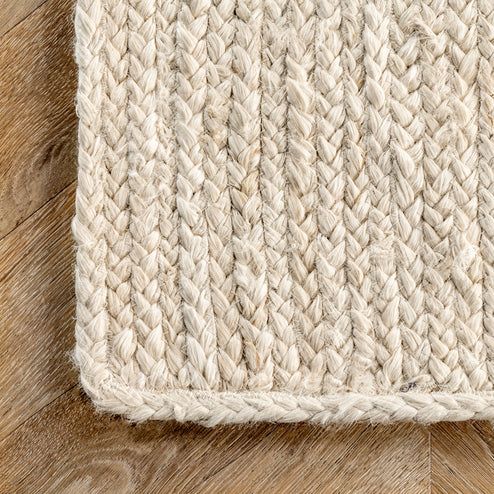 Photo 1 of  STAIN**UNKNOWN SIZE RECTANGLE MEDIUM/LARGE SIZE****nuLOOM Rigo Jute Hand Woven Area Rug, Natural, Solid Farmhouse Design, Natural Fiber, For Bedroom, Living Room, Dining Room, Hallway, Office, Kitchen, Entryway CREAM WHITE