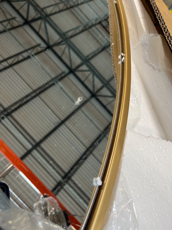 Photo 1 of 48 Inch Round Wall Mirror Gold Metal Framed Mirror Circle Mirror Modern Farmhouse Style Vanity Mirror Wall-Mounted Mirror for Entryways, Bathroom or Dorm Gold 48"