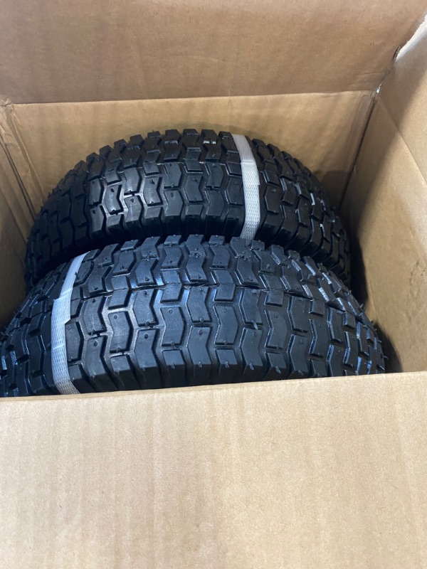 Photo 3 of (2 Pack) 15x6.00-6 Tubeless Tire and Wheel, 3" Offset Hub, 3/4" Bearing, 4 Ply, 15x6-6 Lawn Mower Front Tires, Compatible with 100 and 300 Series John Deere Riding Mower, Lawn Tractor and More
